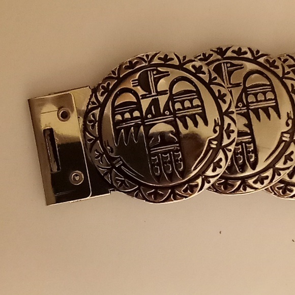 NEW VINTAGE AZTEC CONCHO Engrave Design Boho Hippie Sz S/L Sliver-Black Color PD main image 5